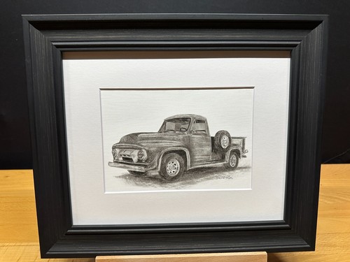 Zeichnung eines 1954 Ford LKW Graphit Bleistift Kunst Skizze Bild Druck - Bild 15 von 18