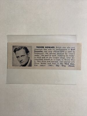 Trevor Howard The Third Man & Burt Lancaster 1951 Hollywood Star Panel