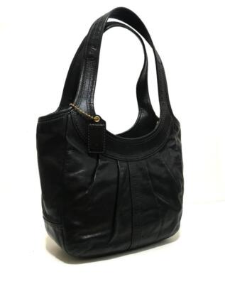 MINT Coach Ergo Tattersall Blk Leather Medium Tote Bag Purse
