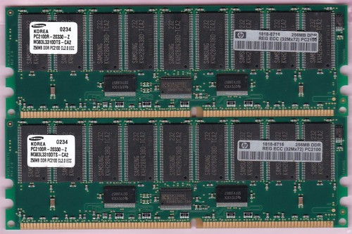 512MB 2x256MB PC-2100 DDR-266 SAMSUNG M383L3310DTS-CA2 DDR1 HP 1818-8716 ECC REG