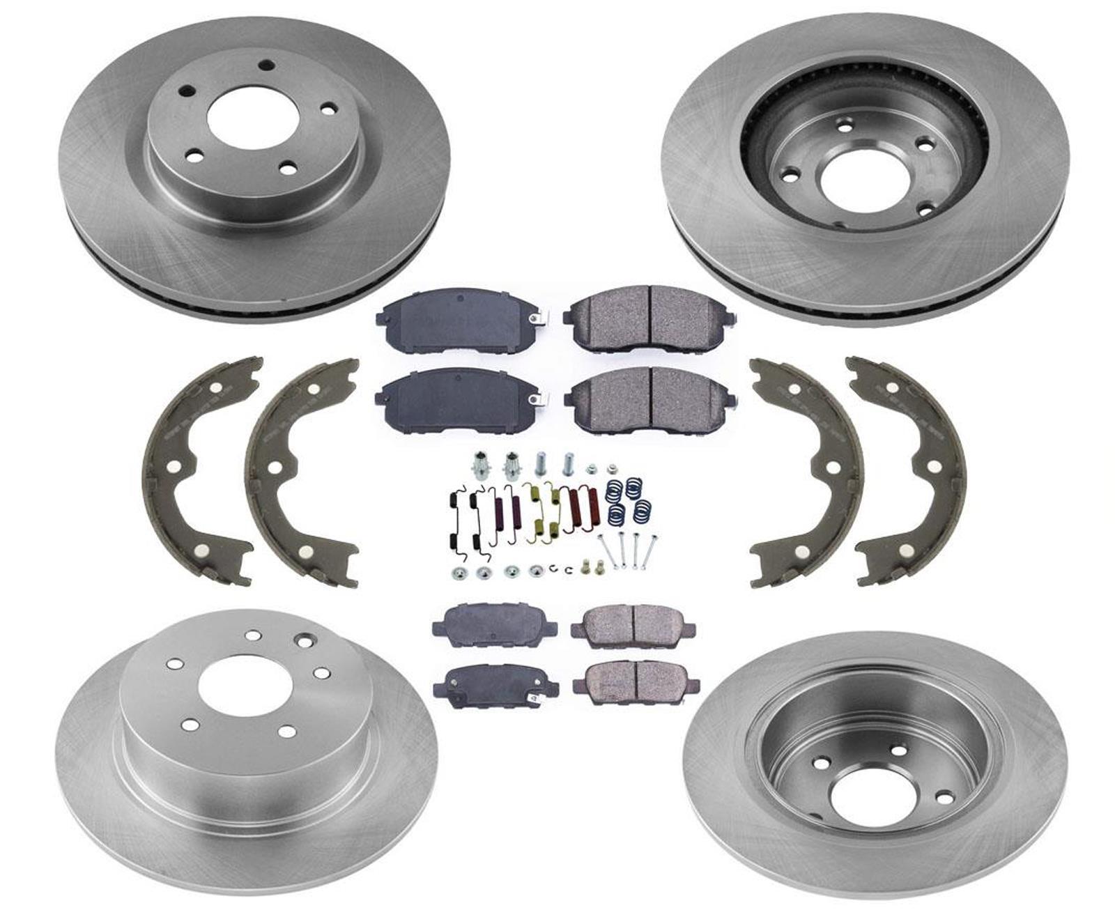 Front and Rear Ceramic Brake Pad and Drilled and Slotted Rotor Kit - Compatible with 2007 - 2013 Nissan Altima 2008 2009 2010 2011 2012