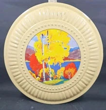 8 inch vintage JL Clark vent cover, metal, Autumn Trees