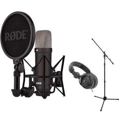 Rode NT1 Signature Series Studio Condenser Microphone w/ Fixed Boom & Headphone