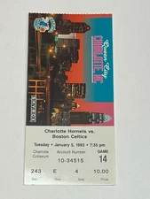 Charlotte Hornets Boston Celtics NBA Ticket Stub #4 1-5-93 McHale Larry Johnson