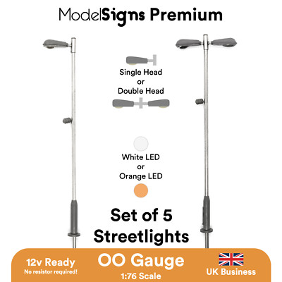 ModelSigns Premium - 5er Set LED Plattformleuchten Lampe für Modellbahnen OO HO