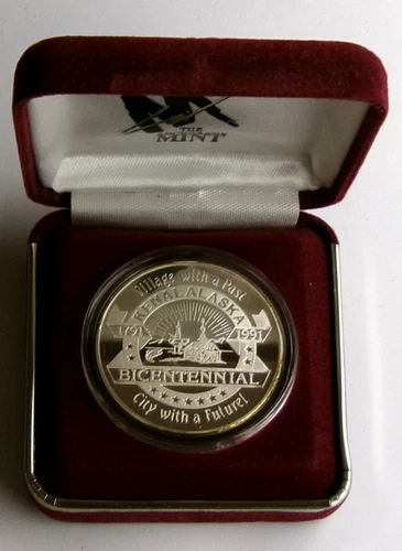 1991 Kenai Alaska Bicentennial,  1 Oz .999 Silver Proof Round in Case