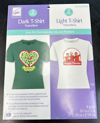 Iron-On Transfer for Ink Jet Printers 2ea Dark & Light T-Shirts June Tailor NIP