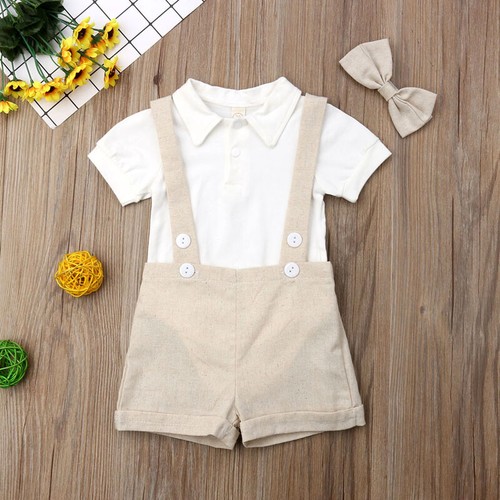Infant Baby Clothes Gentleman Romper Outfits Boys Set Tops Shorts Jumpsuit Set - Picture 3 of 18