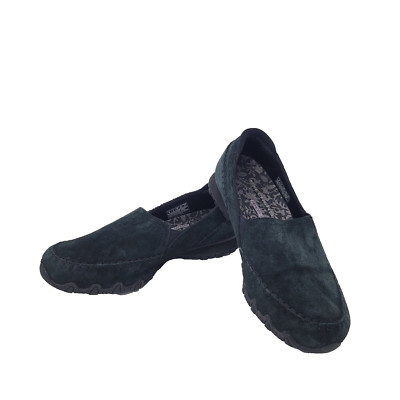 Skechers Alumni Biker Sneakers Shoes Black 49415W Moc Toe Slip On Womens size 8