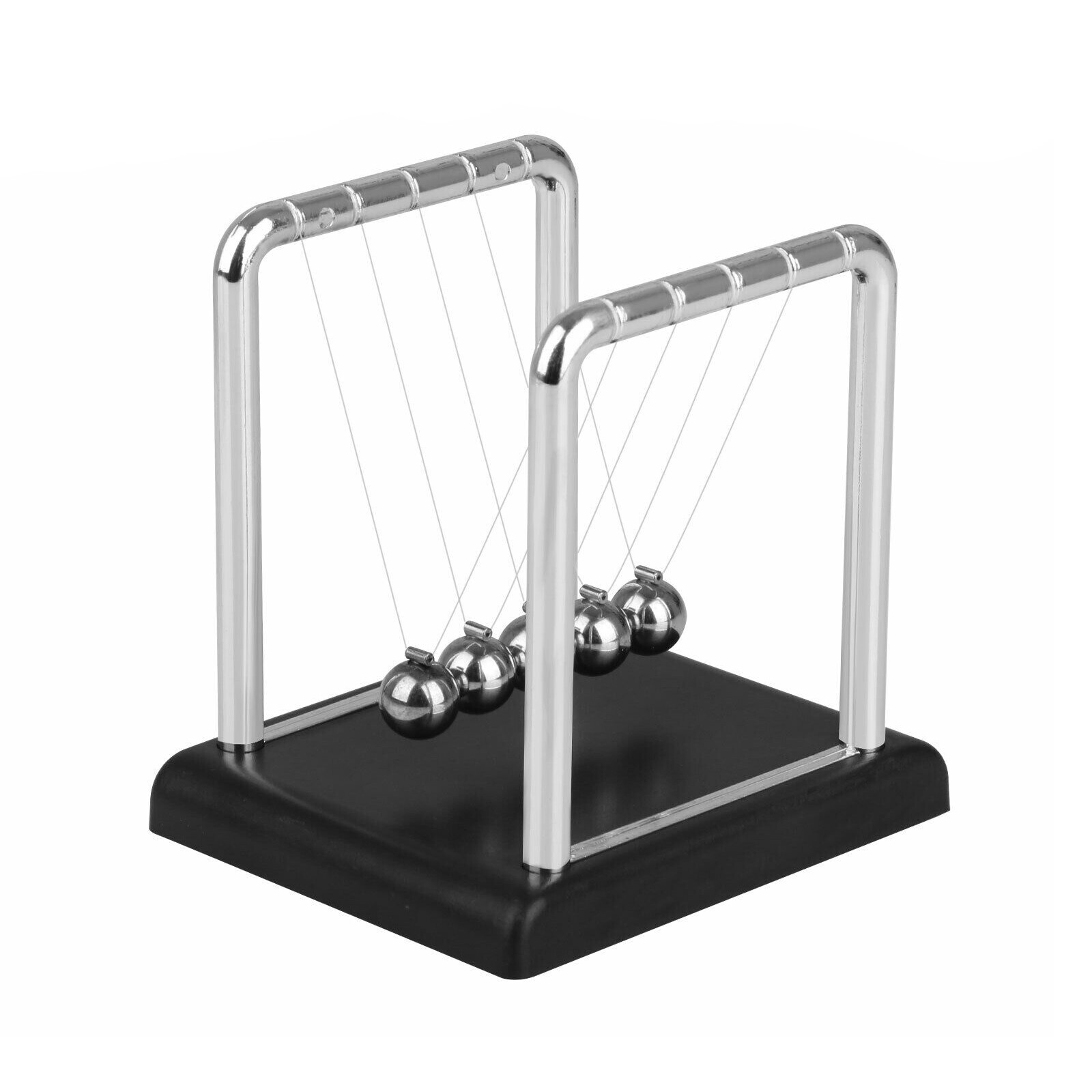Black Newton's Cradle Steel Balance Small Pendulum Balls Physics Desk