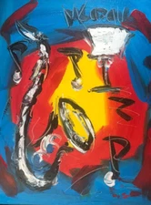 Mark Kazav SAXOPHONE  Original oil painting stretched ERGWh8gh7