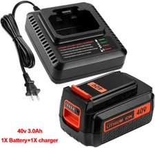 3.0Ah for Black Decker 40Volt Lithium Battery LBX2040+LCS40 LCS36 Fast Charger