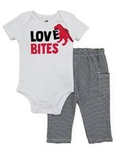 Celebrate infant Boys White Love Bites Valentine Outfit Bodysuit  Pants