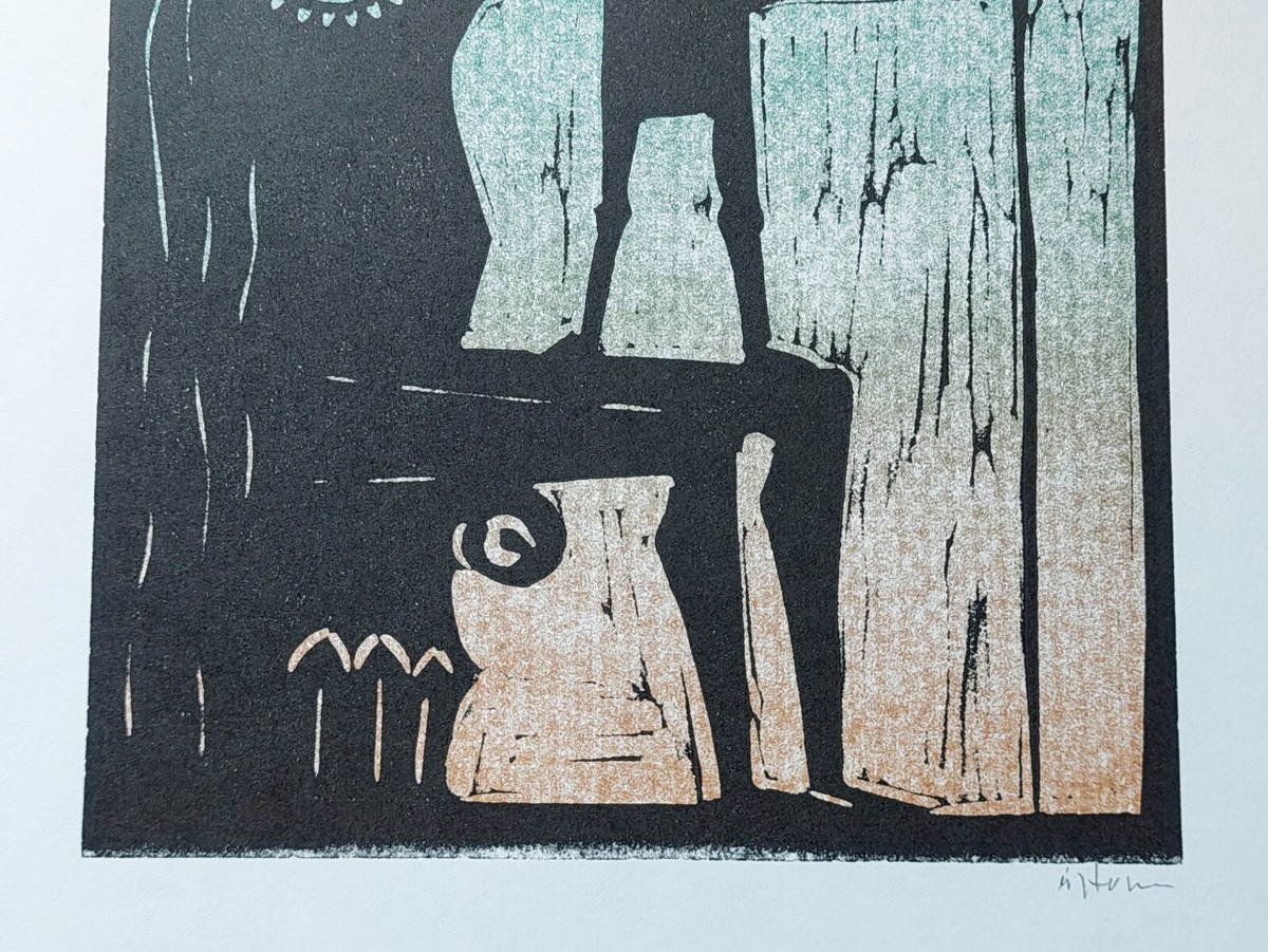 Åke HOLM Signed linocut, Biblical motive / Original print by Holm