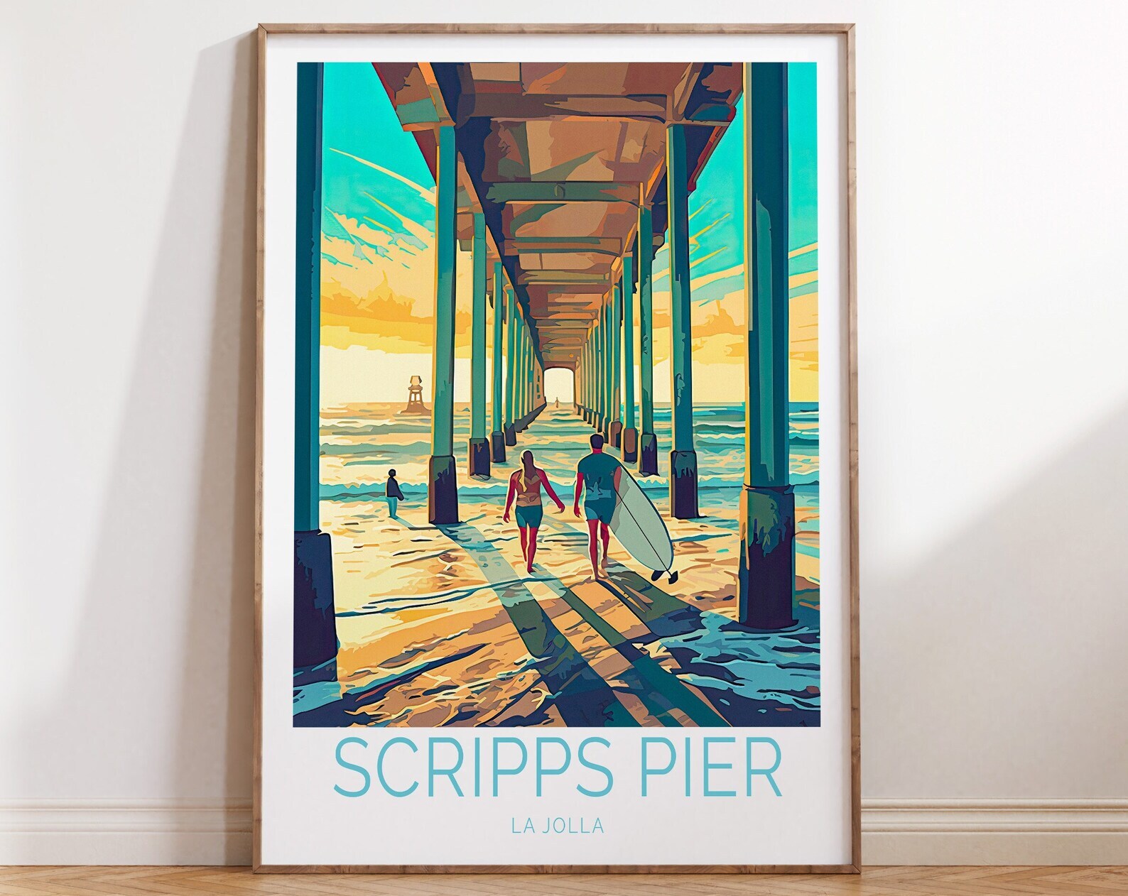 Scripps Memorial Pier La Jolla California Coastal Travel Poster La Jolla
