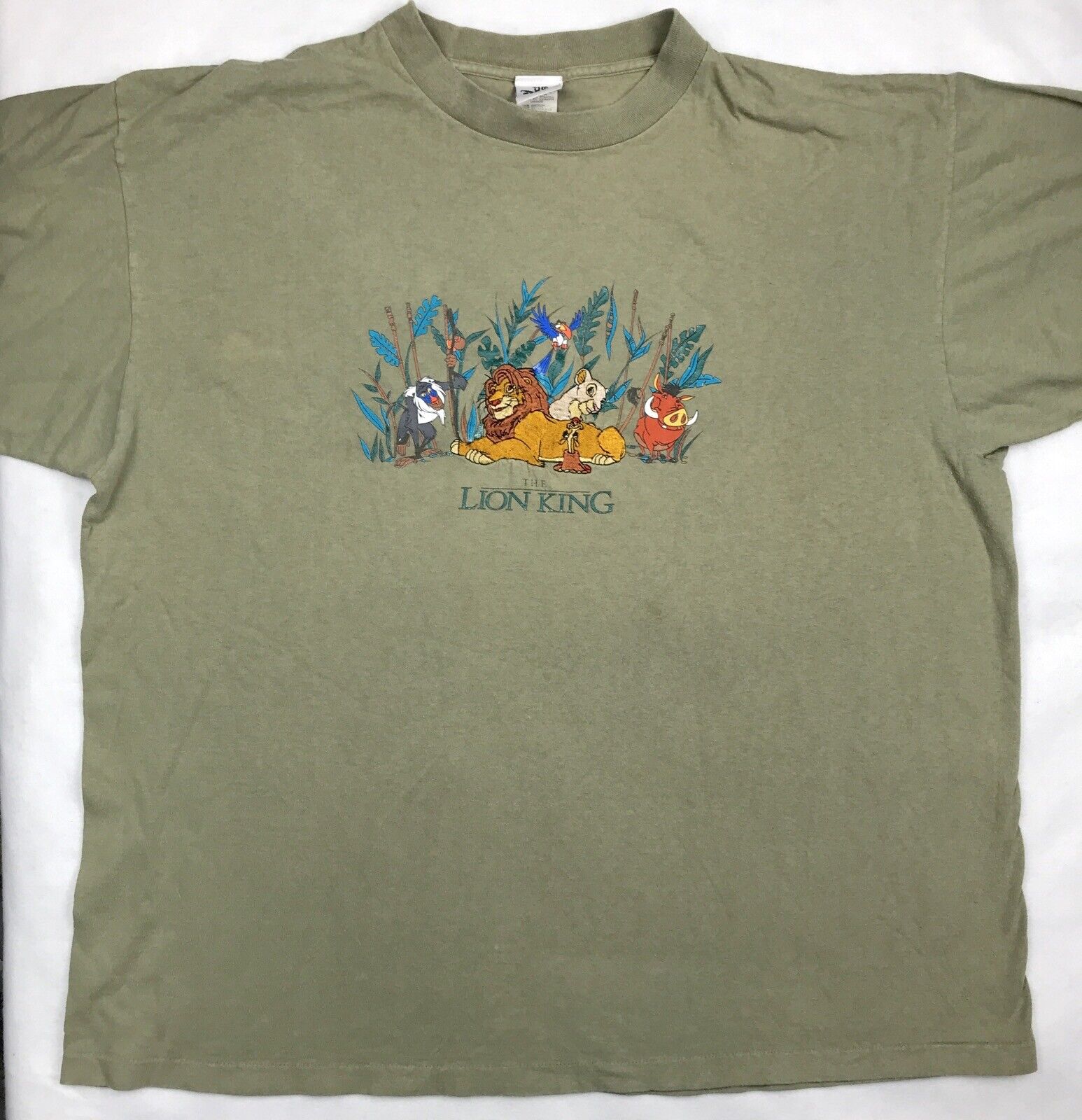 vintage 90s THE LION KING WALT DISNEY EMBROIDERED T-Shirt XXL single stitch