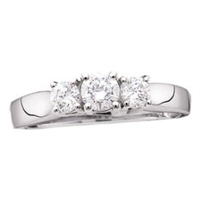 14kt White Gold Womens Round Diamond 3-stone Bridal Wedding Engagement Ring
