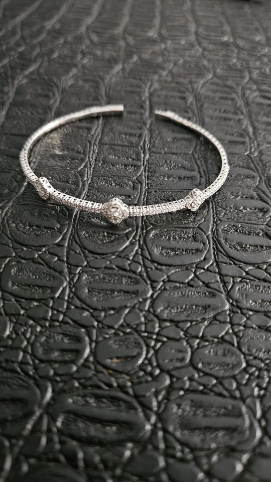 14K White Gold Lab Grown Diamond Flexible Bangle Bracelet 2ctw E-F VS Clover - Image 3 of 4