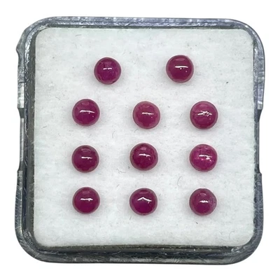2,3 Ct Natürliche Ruby 11-teiliges Lot 3mm Rund Cabochon Rot Lose Edelsteine - Bild 1 von 4