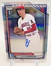 Ryan Johnson 2024 Bowman Draft Chrome 1st Refractor Auto #289/499 LA Angels