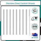 Cocktail Straws Short Small Mini Straw Reusable Metal Stainless Steel Bar AU