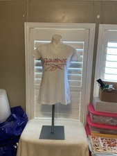 Reebok White Tee with Pink Logo Women's Size Small Short Sleeve T