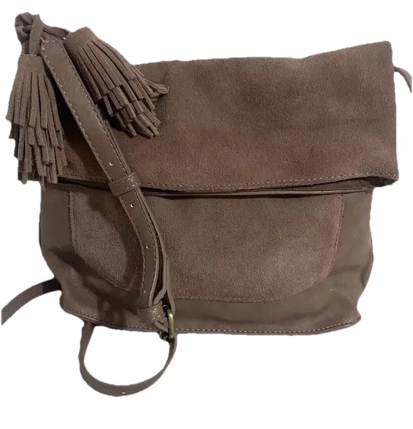 Anthropologie Crossbody Bag Genuine Suede And Vegan Leather Boho Fringe - Image 2 of 4