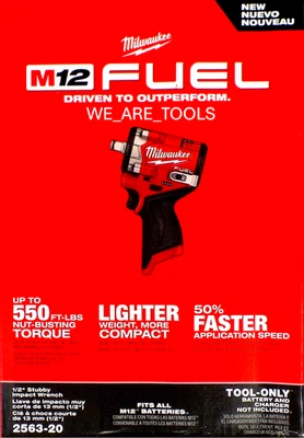 NEW IN BOX Milwaukee 2563-20 M12 FUEL 1/2" Stubby Impact Wrench w/ Friction Ring