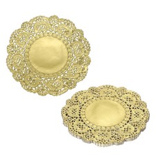 50 Pack Paper Doilies Round Lace Paper Placemats 3.5" Gold