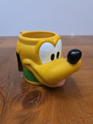 Pluto Vintage 90's Disney Applause Pluto Plastic Face Cup Mug Collectible