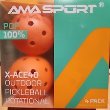 AMA SPORT 4 Pack Outdoor Pickleball Balls 40 Holes Durable Pickle Balls
