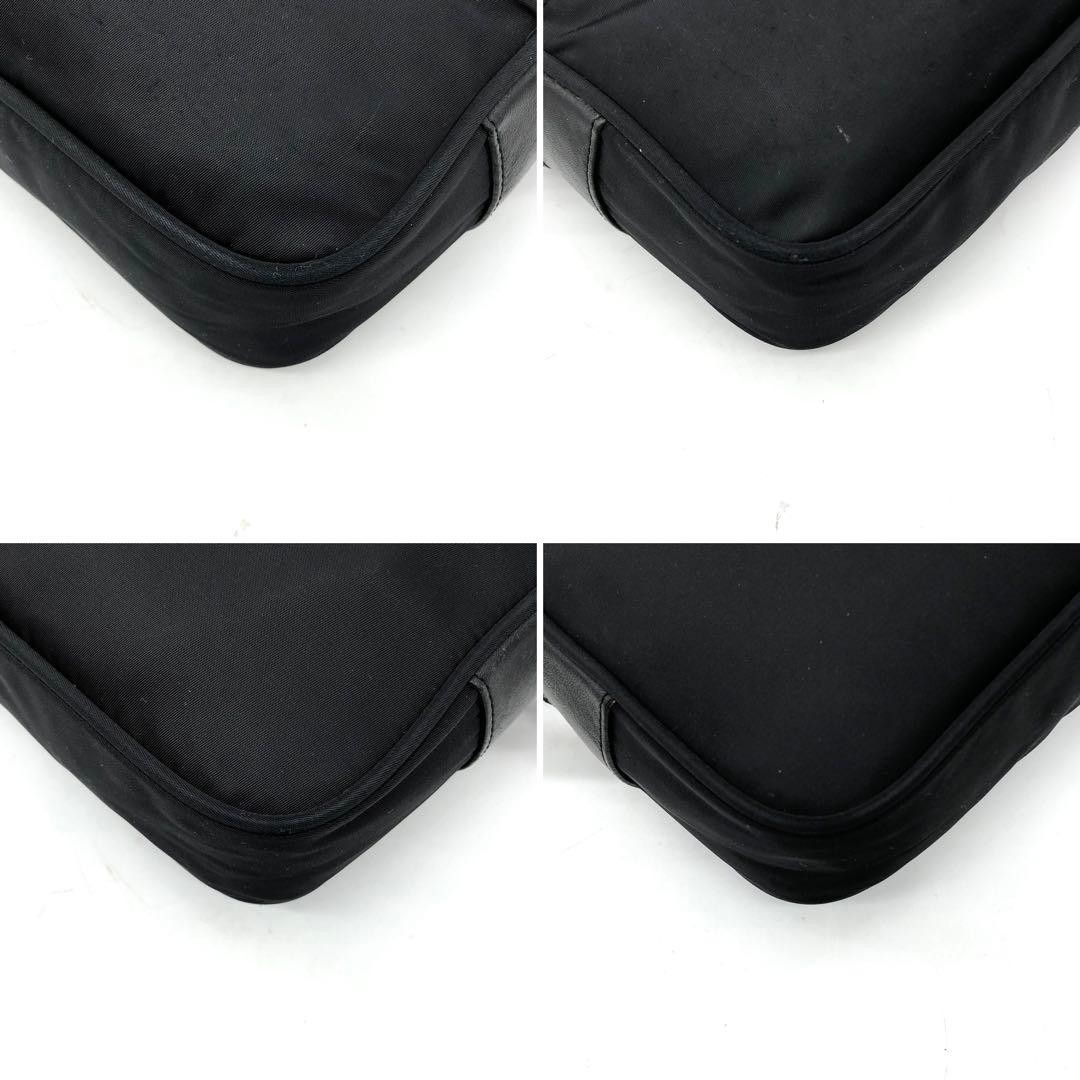 PRADA Shoulder Bag Triangle Logo Plate Silver Hardware Nylon Leather Black thumbnail 6