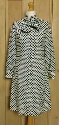 Robe chemise vintage années 60 rétro imprimé sur mesure col cravate style brindille mod gogo 10 - Photo 1/4