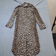 H&M Brown Beige Animal Leopard Print Shirt Dress Womens Size XS Long Sleeve