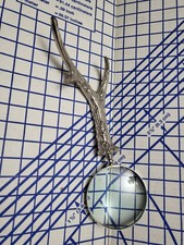Vtg Stag Horn Magnifying Glass Deer Pewter Metal XL
