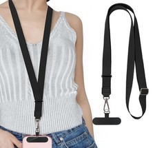 Phone Lanyard with Neck Strap Clip Hands-Free, Anti-Theft, Black