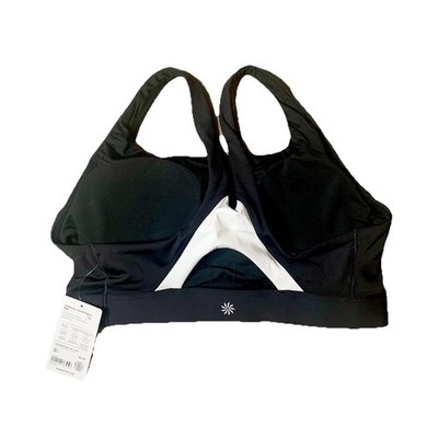 Athleta Interval Sports Bra For D-DD+ Cups Colorblock Style Black White NWT