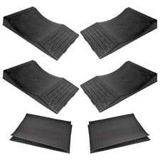 USA Made Extra-Wide Heavy-Duty Flat-Free Tire Ramps with Thick Mats – Prevent 4