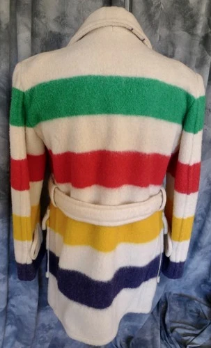 SUPERB! Mens HUDSON BAY Co HBC WOOL 4 POINT Blanket Coat Jacket STRIPED CLASSIC! image 8
