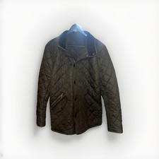 Barbour Jacket Powell Diamond Quilted Fleece Lined Full Zip, Olive, Size XL