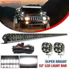 For Hummer H1 H3 2006-2007 2008 2009 2010 52inch LED Light Bar + 3" Fog + Wiring