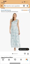 R M Richards Long Metallic Printed Gown Seafoam Silver Dress Size 16