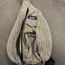 KAVU Rope Sling Bag Black/White Herringbone Crossbody Fits 11" Laptop 10L 2P