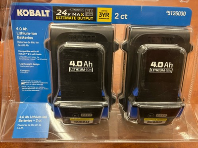 #ad Kobalt 24V 4.0Ah Lithium Ion Battery 2 Pack BRAND #1361782 NEW 1474 $79.00