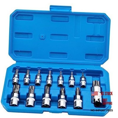 Torx Bit Socket Set 13pcs 3/8'' Dr. T8 - T70 E Star Premium S2 Alloy Steel Cr-V 