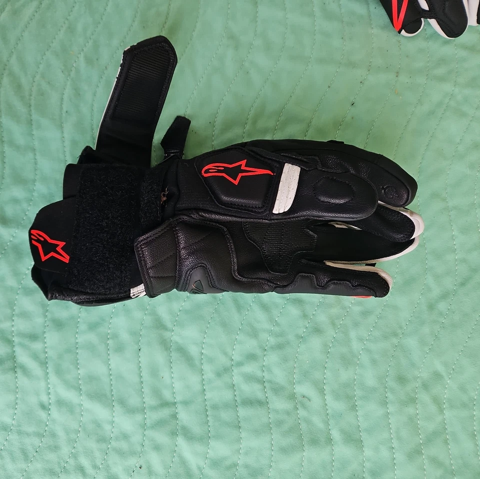 Guantes de cuero para motocicleta Alpinestars GP Plus R V3 negros/blancos/rojo flúor grandes Foto 3 de 4