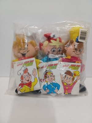 Unopened SNAP, CRACKEL, POPS, Kelloge 3 Mini Plush Figure Set VTG,1997, 7in. New
