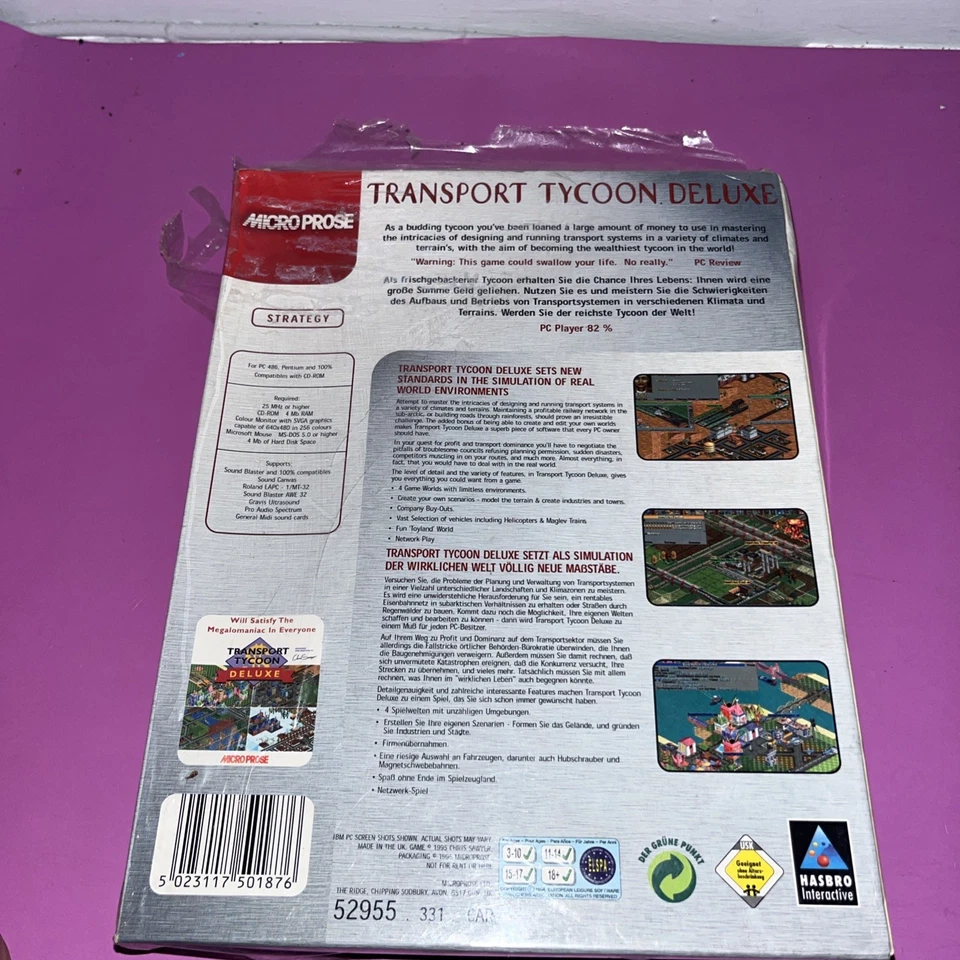 Transport Tycoon Deluxe PC CD-ROM Big Box 1995 rare hasbro new partially sealed - Image 4 of 4