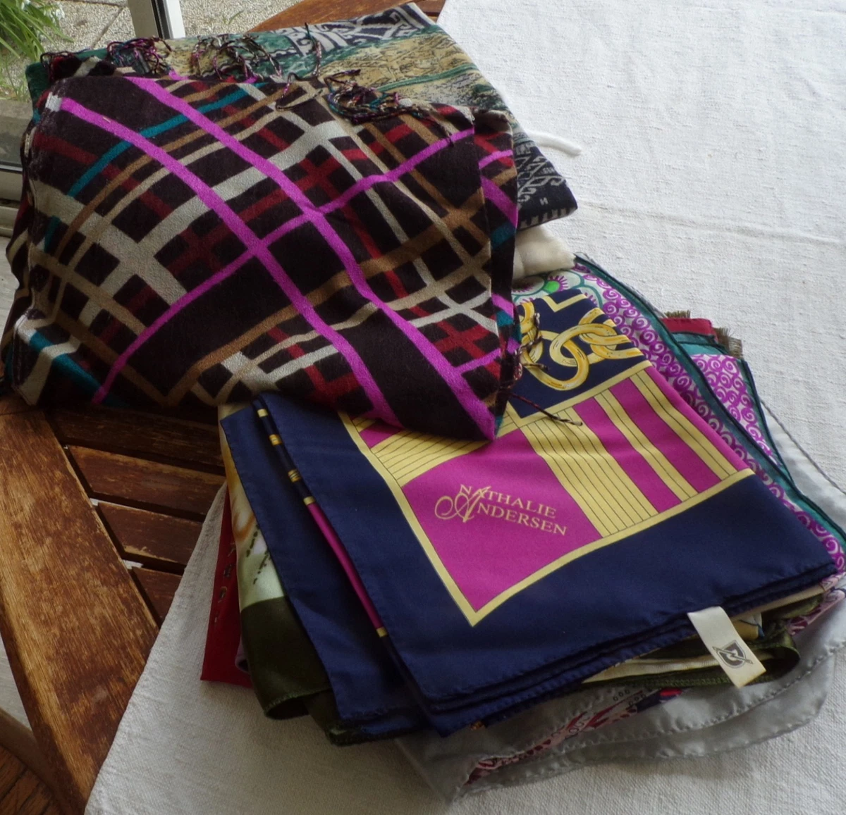 Foulard Vintage En Soie – Tour De Cou Carré 64cm – Marron, Femme (très Bon état)