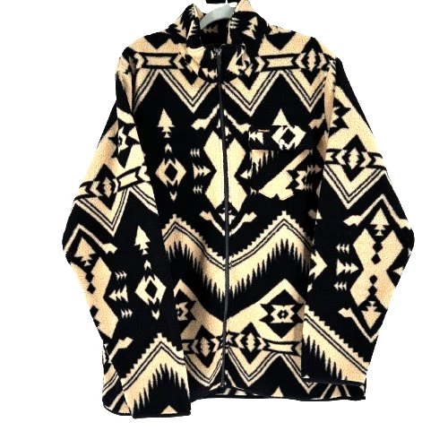 NEW Wrangler Men's Lightweight Full Zip Southwestern Sherpa Jacket XL Caviar